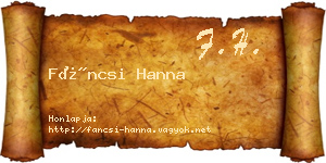 Fáncsi Hanna névjegykártya
